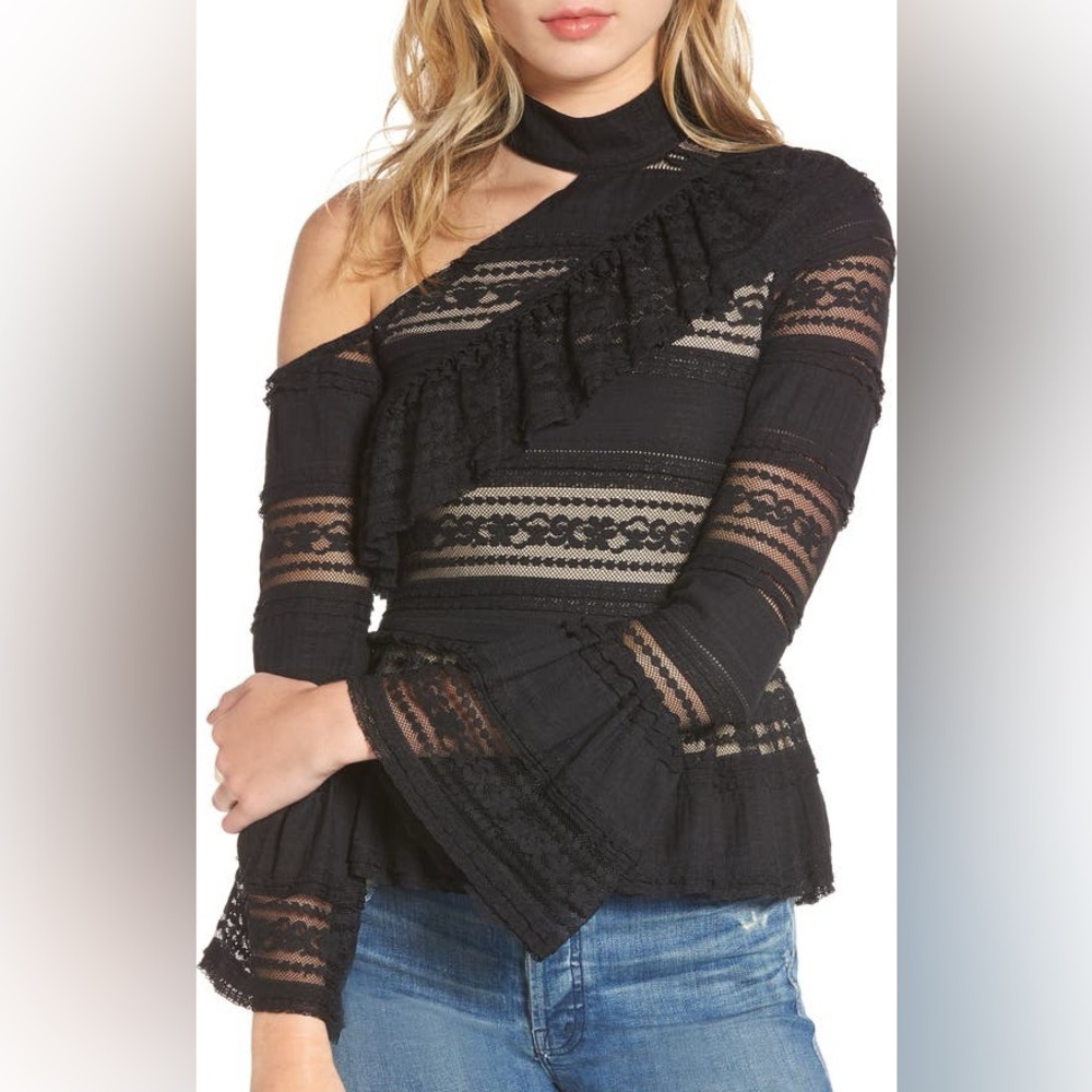 Nicola Blouse 
PARKER  Black One Shoulder Blouse